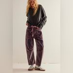 We The Free NWOT FREE PEOPLE Moxie Flocked Barrel Jeans - Pink Super RARE !!!! Photo 4