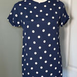 Reformation  Polka Dot Short Sleeve Top Navy White Viscose Size M – Lightweight Photo 0