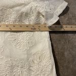 Loft  Dress Womens Large Linen Cream Ivory Lace Overlay Palm Leaf Beachy Knee Photo 6