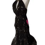 Alex Marie NWT Black and Gold Tiered Pleated Halter Maxi Dress – Size 4 Photo 4