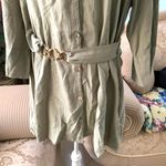 ZARA  LINEN BLEND CHAIN LINK BELT DRESS in Light Khaki Photo 6