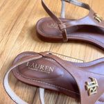 Lauren Ralph Lauren Ellington Nappa Leather Sandals 9.5 Casual Leather Flip Flop Brown Photo 3