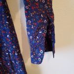 Xirena Navy Ditsy Floral Print Half Button Long Sleeve Tunic Shirt Dress XS Photo 6