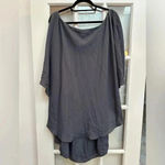 Susana Monaco  Smokey Blue Silk Cold Shoulder Draped Dress Size 4 NWT Photo 4