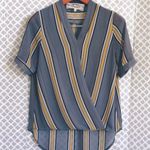 Pink Martini Pink‎ Martini gray gold striped hi-lo blouse Photo 1