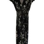 Women's Black w/ Florals S/S VNeck Long Pants Romper Jumpsuit Size L/XL EUC 7130 Size L Photo 0