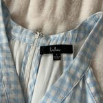 Blue Gingham Sleeveless Tie Front Mini Dress Photo 3