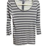 J.Crew  Gray & White Striped 3/4 Sleeve Top Nautical Chic Soft Girl Minimalist S Photo 0