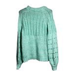 Blue Blush  Mint Green Crochet Knit Sweater Women's Medium Loose Fit Open Knit Photo 2