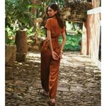 Hutch  Kerrigan Satin Zipper Front Jumpsuit Copper Orange Size Small NEW Photo 2