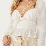 Free People 💕💕 Chloe Top Cotton Sweetheart Neckline ~ White Medium  NWOT Photo 0