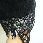 Embroidery Slit Pencil Black Skirt Photo 2