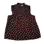 Anthropologie Maeve navy blue & orange polka dot sheer top size 4 Photo 11