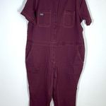 NEW WILDFANG 1X The Essential Denim Coverall Merlot Plus Size Red Photo 3