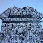 Forever 21 + Crewneck Abstract Print Blouse w/ Mesh Trim Size X-Large Neutral Photo 7