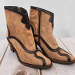 Free People Winding Road Ankle Boots Brown & Black Leather Western Anthropologie Photo 0