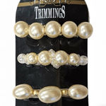 3 Vintage Hair Clips Pearl Barrettes Beaded Iridescent Beading Set New Photo 0