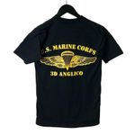 Vintage USMC Military Graphic Tee XS Black 90s 3D Anglico USA Adult Unisex Photo 2