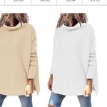 Women's Mock Turtleneck Sweater Long Batwing Sleeve Split Hem (630) Blue Size XL Photo 5