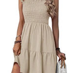 SheIn  VCAY Tie Shoulder Ruffle Hem Cami Dress in Khaki, Size S​​​​​​ Photo 0