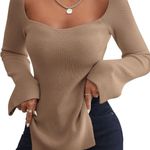 Square Neck Sweater Brown Photo 0