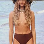 NEW Abysse‎ x free people Benson high waisted bikini bottoms in dark brown, XL Brown Photo 1