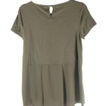 Lands' End Womens Tunic Top Hi Low Hem Short Sleeve Keyhole Back Olive Green M Size M Photo 1