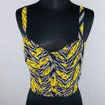 Topshop  Size 6 Yellow Black White Halter Crop‎ Top Button Down Photo 1