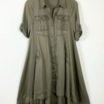 Holding Horses Anthropologie Army Green High Low Short Sleeve Swing Dress Size 0 Photo 0