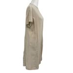 Fridaze 100% Linen Short Sleeve Shirt Dress Pockets Lagenlook Tan size Medium Brown Photo 3