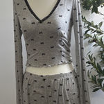Gray Bow Print Pajama Set Photo 0