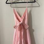 ZARA NWOT  LINEN BLEND PINK MIDI Dress With Bow Tie back Photo 11