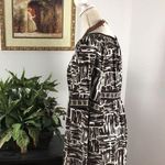 Apt. 9  Women's Dress M Brown Beige 3/4 Sleeve Checked Square Neckline Gathered Photo 3