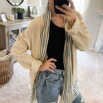 Xiaoyan Lin Silk Open Front Cardigan Double Layer Lightweight Tan Size M Photo 0