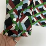 J.Crew  Off the shoulder blouse top SMALL green Blue Ratti graphic diamond NEW Photo 7