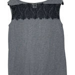 CAbi  Lacy Tee Gray Knit Top Muscle Tank Stretch Lace Trim Size‎ Small Women Photo 0