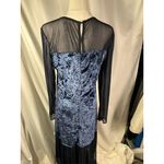 Entro  Velvet Mesh Long Sleeve Gown Maxi Dress Blue Size L Evening Formal Holiday Photo 8