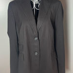 Akris Punto Wool Blazer Jacket Double Button Dark Brown Pinstripe Academia Sz 10 Photo 0