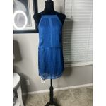 Michelle Mason Mason by Mini Silk Slip Dress 0 Blue Halter Lined Photo 3