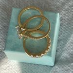 NWOT 3PC Stunning Golden Tone Bridal Round 2ct Simulated diamonds ring in 7 Gold Photo 2