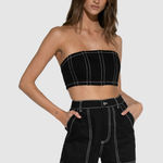 BY. DYLN NWOT Black Strapless Cooper Sleeveless Crop Tube Top Size Medium Photo 0