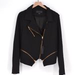 BLANK NYC NEW Psychopath Ponte Knit Zip Moto Jacket Black Rosegold Women's L Photo 2