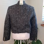 H&M Tweed Cropped Jacket Medium Black White Boucle Blazer Gold Buttons Classic Photo 7