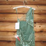 Mac Duggal NWT SEQUINED ONE SHOULDER DRAPED LACE UP GOWN 5687 Green Size 14 Photo 10