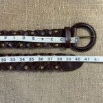 Old Navy Women’s Brass Studded Brown Leather Belt And Buckle Size M 0-38 Inch Photo 3