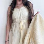 Vintage Boho Fairytale Prairie Ruffle Lace Sweetheart Neckline Maxi Dress White Photo 3