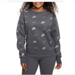 Nike Women’s Sportswear Shine Metallic Print Sweatshirt Gray Silver Loose Fit Photo 4