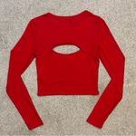Liz & Sara Red “Angel” Cutout Long Sleeve Crop Top Size Small Photo 1