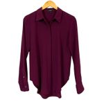 Theory  Sunaya Urban Crepe Shirt - Merlot - Small Photo 4