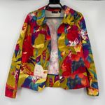 ELCC Floral Zip Womens Jacket Sz M Bold Y2K Artcore Indie Funky Dopamine Retro Yellow Size M Photo 7